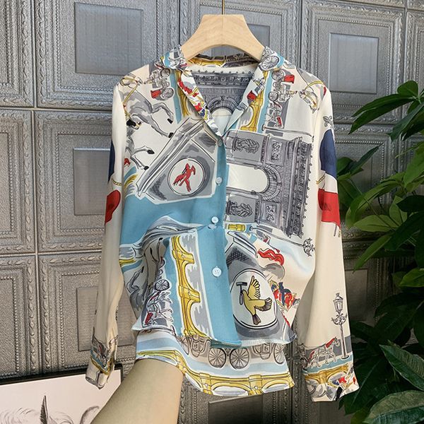 women's blouses & shirts arrival in fashions printing long sleeves retro-quality shirt c027, White 
women's blouses & shirts arrival in fashions printing long sleeves retro-quality shirt c027, White