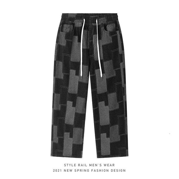 men's jeans mens summer loose straight wide-leg pants trend printed plaid retro trousers spring hip hop clothes, Blue
men's jeans mens summer loose straight wide-leg pants trend printed plaid retro trousers spring hip hop clothes, Blue