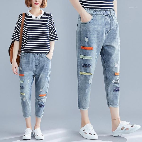 women's jeans cropped pants thin section fashion casual summer hole patch denim women 2021 large size style waist type wash, Blue
women's jeans cropped pants thin section fashion casual summer hole patch denim women 2021 large size style waist type wash, Blue