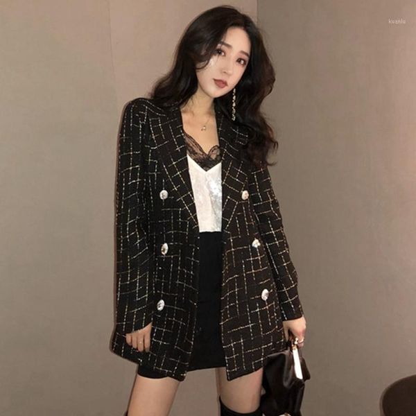 blazer feminino autumn and winter style commuter women's mid-length plaid double-breasted slim womens blazers suits &, White;black
blazer feminino autumn and winter style commuter women's mid-length plaid double-breasted slim womens blazers suits &, White;black