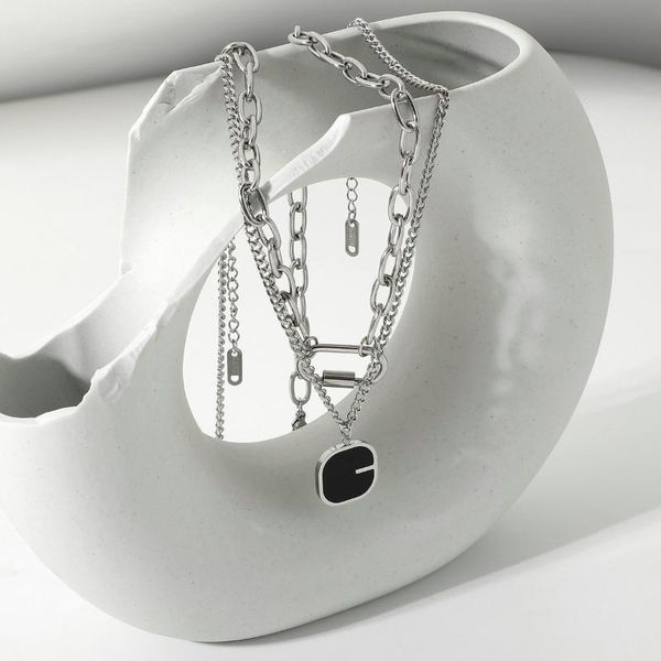pendant necklaces fashion hip hop double stainless steel chain necklace black square for women men jewelry gifts punk accessories, Silver
pendant necklaces fashion hip hop double stainless steel chain necklace black square for women men jewelry gifts punk accessories, Silver
