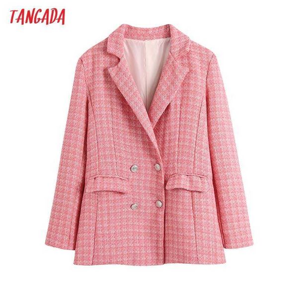tangada women fashion office wear pink tweed double breasted blazer coat vintage long sleeve pockets female outerwear be911 210609, White;black
tangada women fashion office wear pink tweed double breasted blazer coat vintage long sleeve pockets female outerwear be911 210609, White;black