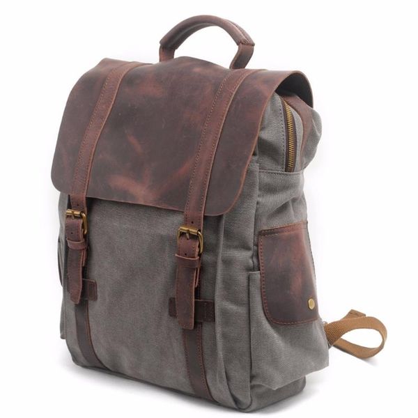 backpack vintage military canvas for men women crazy horse leather rucksack large school man shoulder bag satchel
backpack vintage military canvas for men women crazy horse leather rucksack large school man shoulder bag satchel