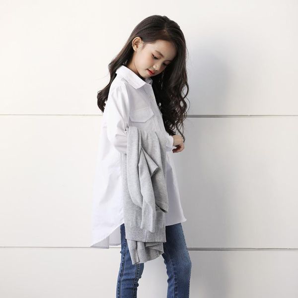 girls shirt 2021 spring white lapel collar shirts loose simple casual kids two-pocket 3-18y blouses, White;black
girls shirt 2021 spring white lapel collar shirts loose simple casual kids two-pocket 3-18y blouses, White;black