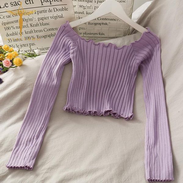 women's sweaters ruffle slash neck knitted sweater casual long sleeve bodycon crop streetwear navel female pullover thin, White;black
women's sweaters ruffle slash neck knitted sweater casual long sleeve bodycon crop streetwear navel female pullover thin, White;black