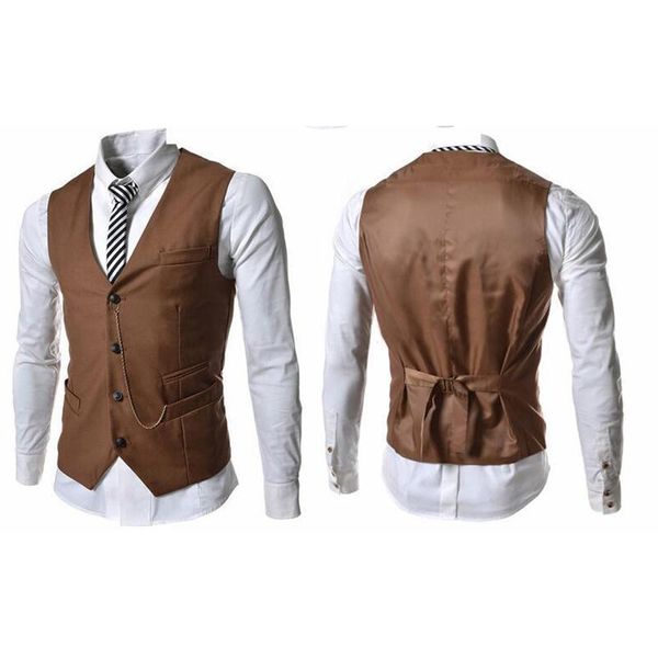 men's vests 2021 fashion vest suit fit solid color metal chain waistcoat groomsmen handsome business casual male, Black;white 
men's vests 2021 fashion vest suit fit solid color metal chain waistcoat groomsmen handsome business casual male, Black;white