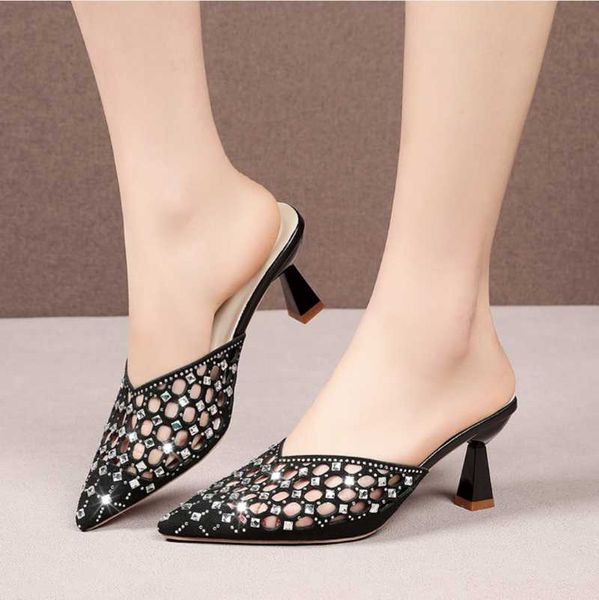 slippers fashion bling women sandals high heels hollow out pointed summer mules shoes strange style ladies slip on slides, Black
slippers fashion bling women sandals high heels hollow out pointed summer mules shoes strange style ladies slip on slides, Black