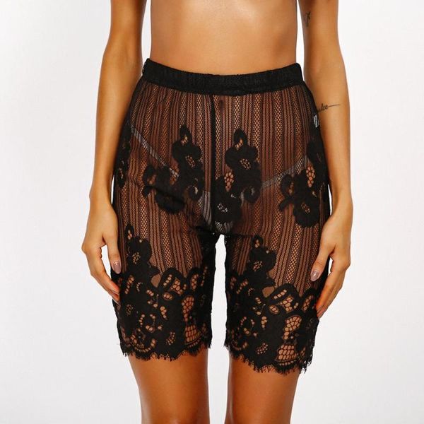 summer women lace shorts transparent night club high waist elastic embroidery flower black bottoms women's, White;black
summer women lace shorts transparent night club high waist elastic embroidery flower black bottoms women's, White;black