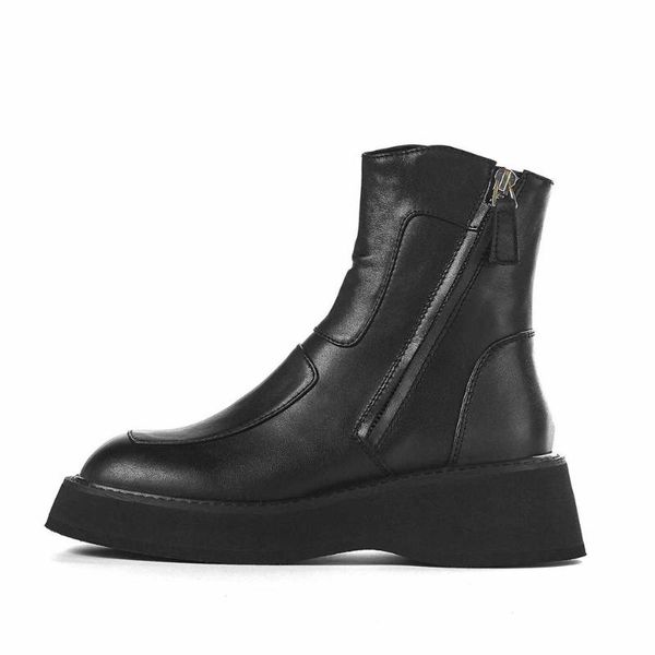boots ankle women's thick bottom handsome shoes cow leather winter round toe botas mujer, Black
boots ankle women's thick bottom handsome shoes cow leather winter round toe botas mujer, Black