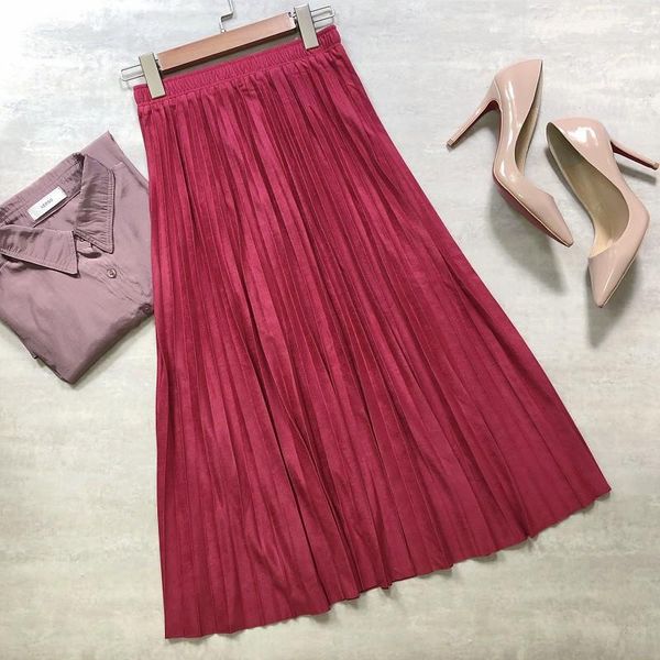 skirts 2021 a-line pleated suede leather high waist midi casual solid color mid calf long office lady, Black
skirts 2021 a-line pleated suede leather high waist midi casual solid color mid calf long office lady, Black