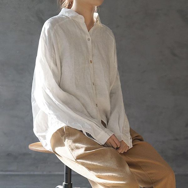 women's blouses & shirts johnature 2021 spring loose leisure all-match shirt cotton linen comfortable turn-down collar long sleeve wome, White
women's blouses & shirts johnature 2021 spring loose leisure all-match shirt cotton linen comfortable turn-down collar long sleeve wome, White