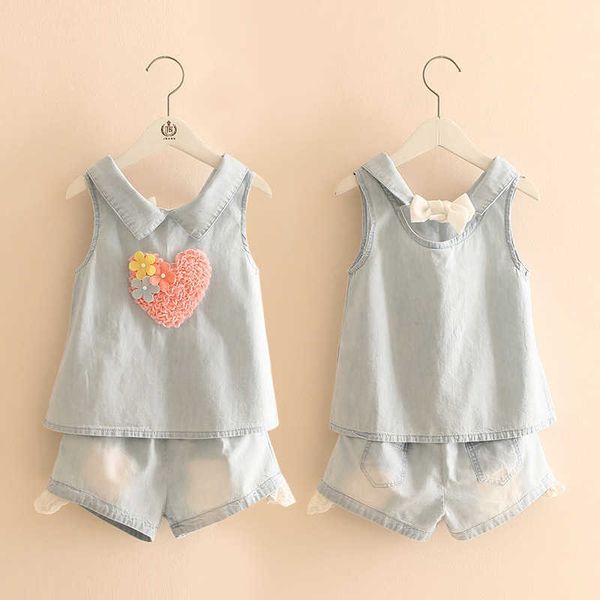 girls clothes summer 2-10t years old kids embroidery lovely flower heart vest t shirt+shorts lace denim blue 2 piece sets 210529, White
girls clothes summer 2-10t years old kids embroidery lovely flower heart vest t shirt+shorts lace denim blue 2 piece sets 210529, White