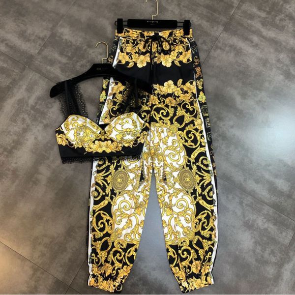 fashion women printed vintage styles two pieces set vacation clothing lace patchwork bra and full length pants 210525, White
fashion women printed vintage styles two pieces set vacation clothing lace patchwork bra and full length pants 210525, White