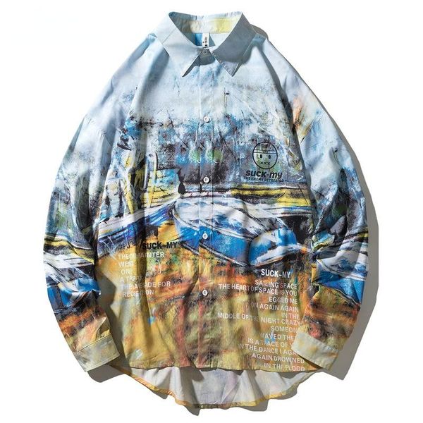 men's casual shirts harajuku landscape painting men streetwear hip hop loose long sleeve shirt fashion blouse button, White;black
men's casual shirts harajuku landscape painting men streetwear hip hop loose long sleeve shirt fashion blouse button, White;black
