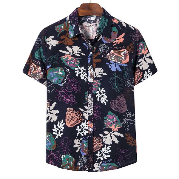 men's shirt large short sleeve fashion printed british men's shirt, White;black