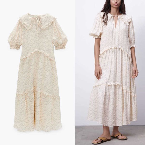 za floral print gauze dress women short puff sleeve pleated ruffle party dresses woman chic lining elegant summer dress 210602, Black;gray
za floral print gauze dress women short puff sleeve pleated ruffle party dresses woman chic lining elegant summer dress 210602, Black;gray