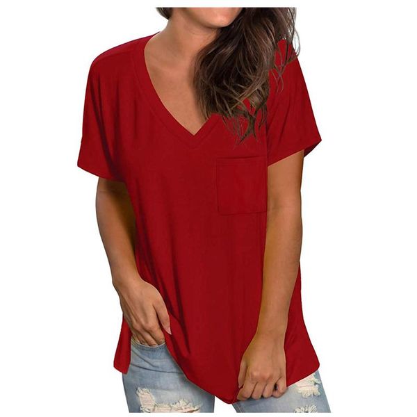 women's blouses & shirts summer women t shirt casual comfort v-neck solid pocket loose fit short sleeve female t-shirt clothes, White
women's blouses & shirts summer women t shirt casual comfort v-neck solid pocket loose fit short sleeve female t-shirt clothes, White
