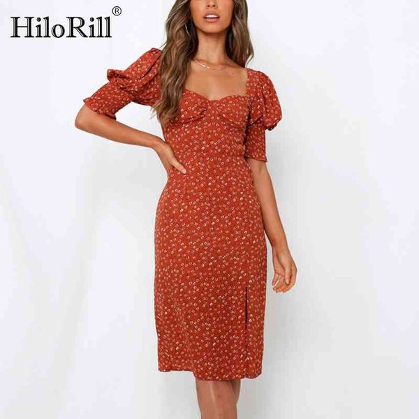 women elegant floral print party dresses puff sleeve split backless summer v neck holiday midi 210508, Black;gray
women elegant floral print party dresses puff sleeve split backless summer v neck holiday midi 210508, Black;gray