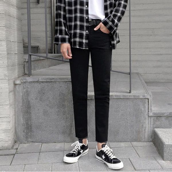 autumn and winter korean men's solid color jeans fashion casual slim mid-high waist cropped pants black -2xl, Blue
autumn and winter korean men's solid color jeans fashion casual slim mid-high waist cropped pants black -2xl, Blue