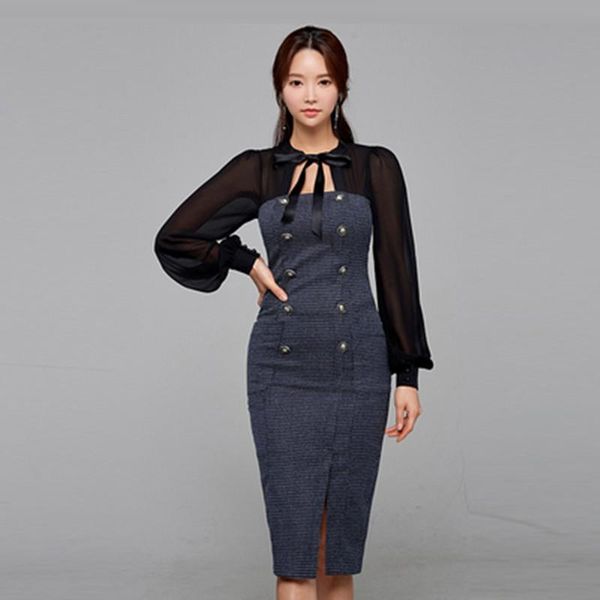 casual dresses 2021 autumn lace up hollowing out chiffon stitching pencil dress high-end double breasted ol women bodycon slim vestidos, Black;gray
casual dresses 2021 autumn lace up hollowing out chiffon stitching pencil dress high-end double breasted ol women bodycon slim vestidos, Black;gray