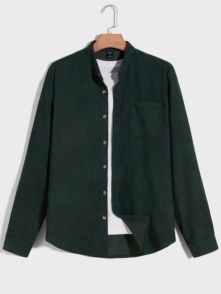 men pocket patched corduroy shirt without c54j#, White;black
men pocket patched corduroy shirt without c54j#, White;black