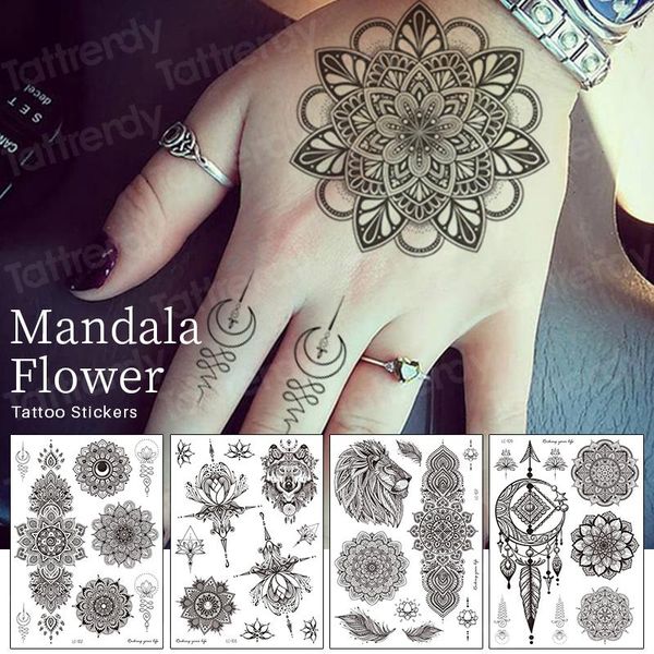 temporary tattoos mandala tattoo sticker jewelry black henna lace lotus flowers mehndi stickers for hand finger
temporary tattoos mandala tattoo sticker jewelry black henna lace lotus flowers mehndi stickers for hand finger