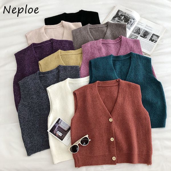 neplo solid color fresh v-neck vest women single breasted warm knitted tank autumn winter korean loose sweater 210430, White
neplo solid color fresh v-neck vest women single breasted warm knitted tank autumn winter korean loose sweater 210430, White