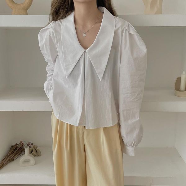 women's blouses & shirts hzirip femme stylish women chic solid lapel 2021 sweet basic korean girls high waist elegance slim prom puff s, White
women's blouses & shirts hzirip femme stylish women chic solid lapel 2021 sweet basic korean girls high waist elegance slim prom puff s, White