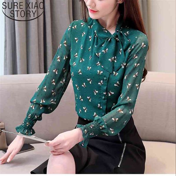 long sleeve printing women shirts chiffon bow stand collar cardigan blouse office lady camisas mujer 8228 50 210508, White
long sleeve printing women shirts chiffon bow stand collar cardigan blouse office lady camisas mujer 8228 50 210508, White