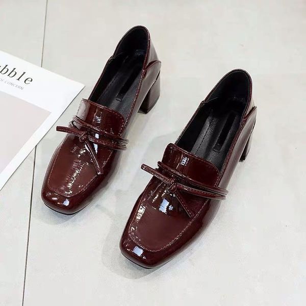 dress shoes spring british style all round square toed lefoy women's single thick heel working small leather women, Black
dress shoes spring british style all round square toed lefoy women's single thick heel working small leather women, Black