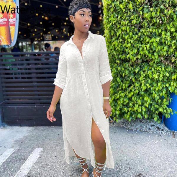 casual dresses waterarea women three quarter sleeve button up slit side blouses style maxi long dress, Black;gray
casual dresses waterarea women three quarter sleeve button up slit side blouses style maxi long dress, Black;gray