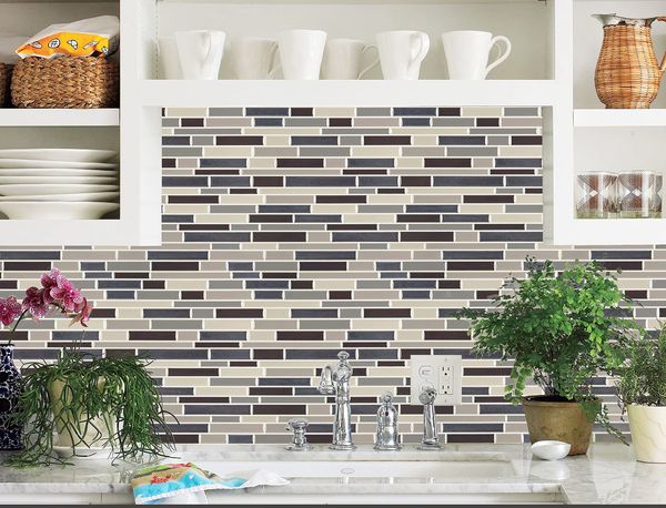 

Art3d 30x30cm 3D Wall Stickers Self-adhesive Water Proof Peel and Stick Backsplash Tile for Kitchen Bathroom , Wallpapers(10-Piece)