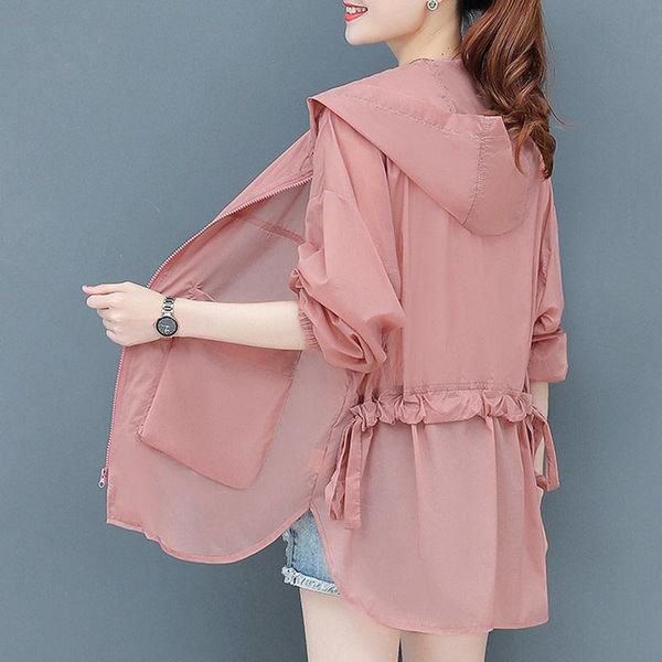 women's jackets 2021 summer ice silk sunscreen women loose thin coat casual solid color long sleeve hooded coats female outerwear y462, Black;brown
women's jackets 2021 summer ice silk sunscreen women loose thin coat casual solid color long sleeve hooded coats female outerwear y462, Black;brown