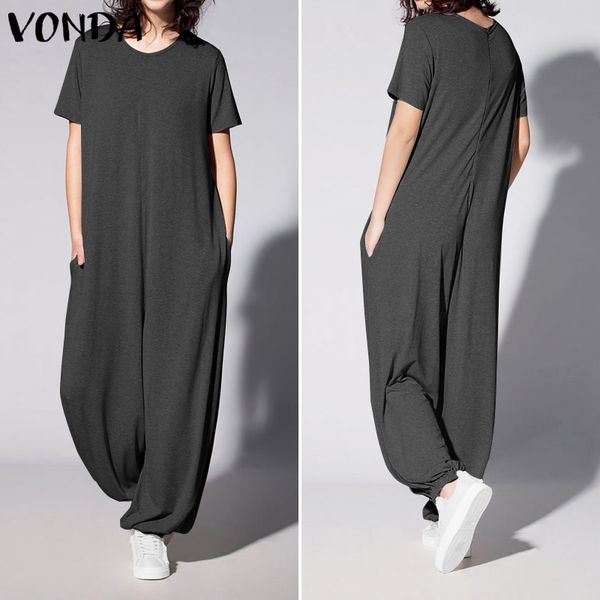 vonda womens overalls rompers women jumpsuits solid color casual loose short sleeve playsuits wide leg pants plus size pantalon, Black;white
vonda womens overalls rompers women jumpsuits solid color casual loose short sleeve playsuits wide leg pants plus size pantalon, Black;white