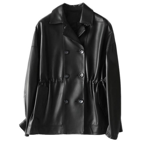 women's leather & faux 2021 autumn black sheepskin loose double breasted medium and long coat spring soft real pu jacket
women's leather & faux 2021 autumn black sheepskin loose double breasted medium and long coat spring soft real pu jacket