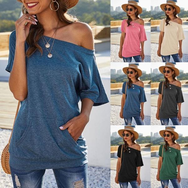 women's t-shirt women short sleeve tee shirt femme 2021 elegant skew collar solid blusa fashion loose casual ladies tshirt female, White
women's t-shirt women short sleeve tee shirt femme 2021 elegant skew collar solid blusa fashion loose casual ladies tshirt female, White