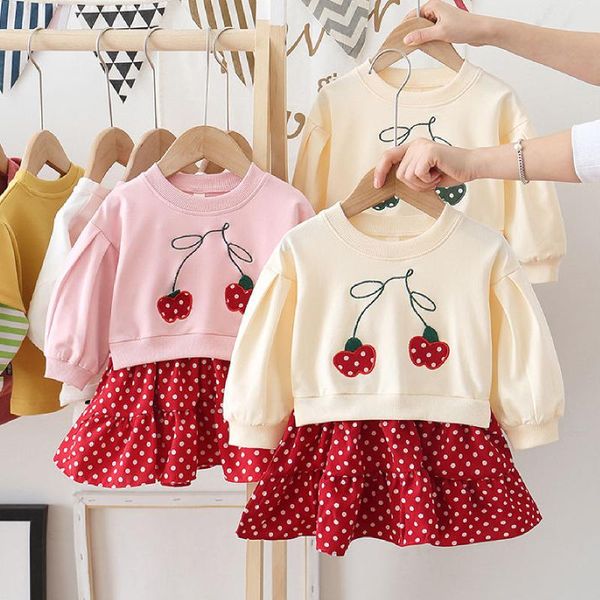 girl's dresses baby girl doll collar casual cute spring embroidered cherry clothes full sleeve toddler kids cotton, Red;yellow
girl's dresses baby girl doll collar casual cute spring embroidered cherry clothes full sleeve toddler kids cotton, Red;yellow