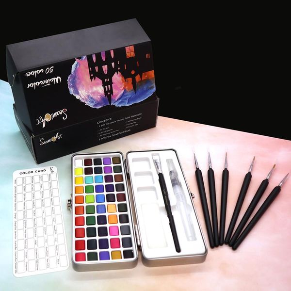 gift sets art 50color solid watercolor paint set portable metal box pigment for beginner drawing paper supplies
gift sets art 50color solid watercolor paint set portable metal box pigment for beginner drawing paper supplies
