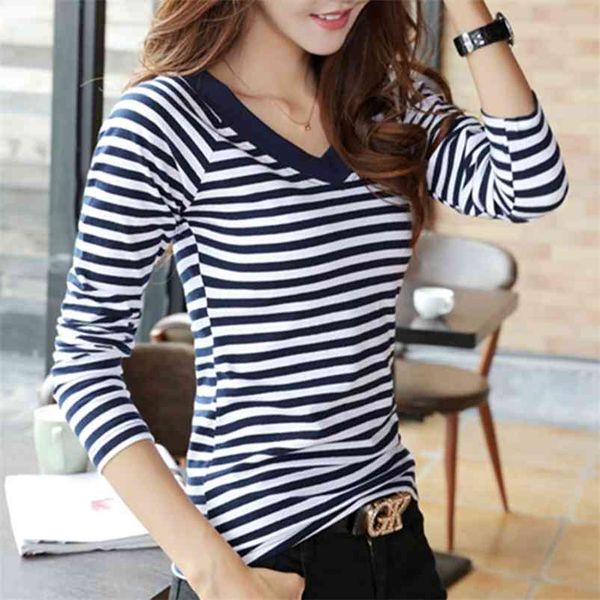 t shirt women four seasons new shirts long sleeve tshirt striped female t-shirt women's tee shirt fashion femme 210401, White
t shirt women four seasons new shirts long sleeve tshirt striped female t-shirt women's tee shirt fashion femme 210401, White