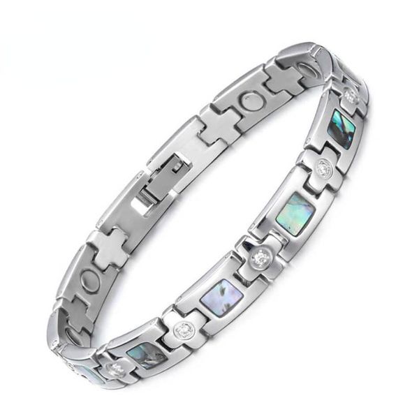 link, chain stainless steel shell bracelet simple titanium magnetic for women, Black
link, chain stainless steel shell bracelet simple titanium magnetic for women, Black
