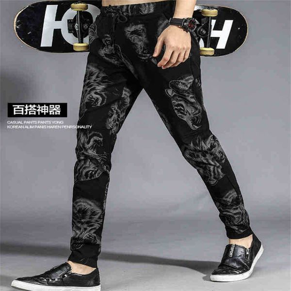 men's pants pant fall and winter recreational sports printed elastic trousers slim 8ppd, Black
men's pants pant fall and winter recreational sports printed elastic trousers slim 8ppd, Black