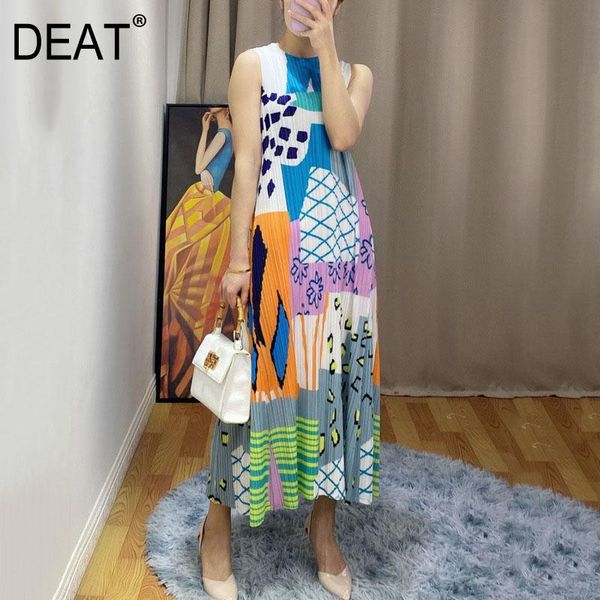 casual dresses women pleated sleeveless dress hit color print long length slim waist elegant style 2022 summer 15ht453, Black;gray
casual dresses women pleated sleeveless dress hit color print long length slim waist elegant style 2022 summer 15ht453, Black;gray
