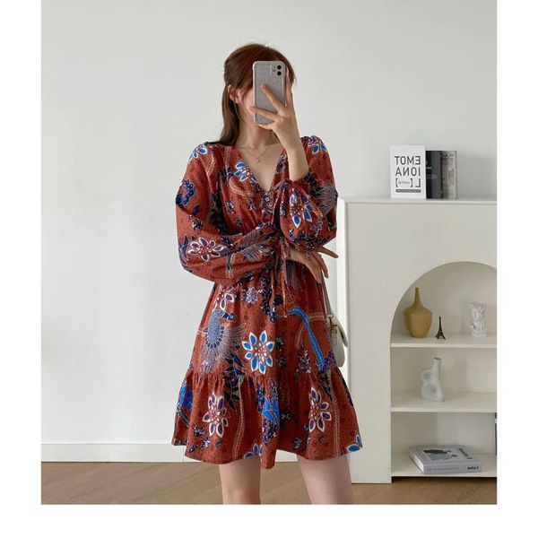 casual dresses 2021 autumn woman v neck raglan sleeve long dress sweet multicolor floral tighten the cuffs bow street girl style, Black;gray
casual dresses 2021 autumn woman v neck raglan sleeve long dress sweet multicolor floral tighten the cuffs bow street girl style, Black;gray