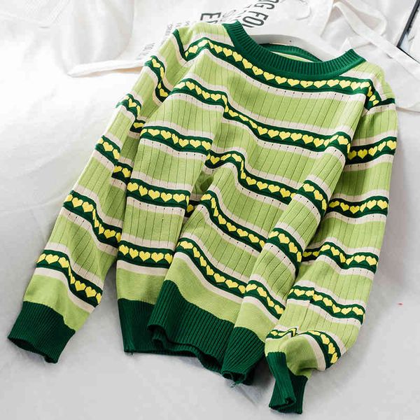 sweaters spring women's o neck heart dots striped short green knitted sweater long-sleeved casual loose thin knit wear, White;black
sweaters spring women's o neck heart dots striped short green knitted sweater long-sleeved casual loose thin knit wear, White;black