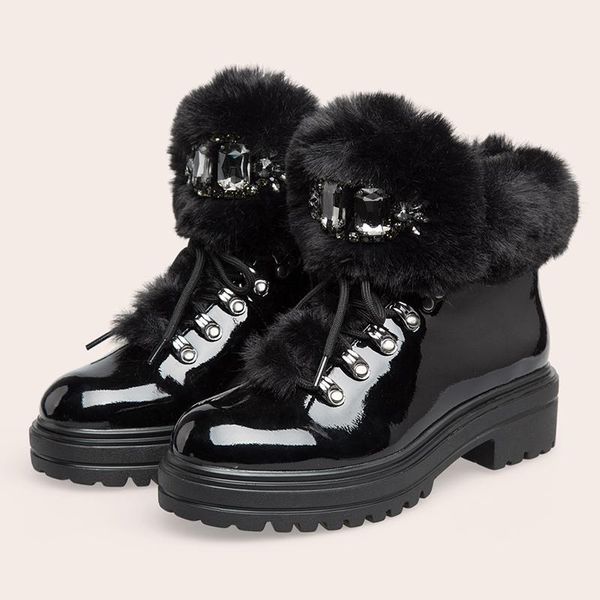 women winter snow short boots 2021 black fur patent leather platform rhinestone ladies ankle female luxury warm shoes
women winter snow short boots 2021 black fur patent leather platform rhinestone ladies ankle female luxury warm shoes