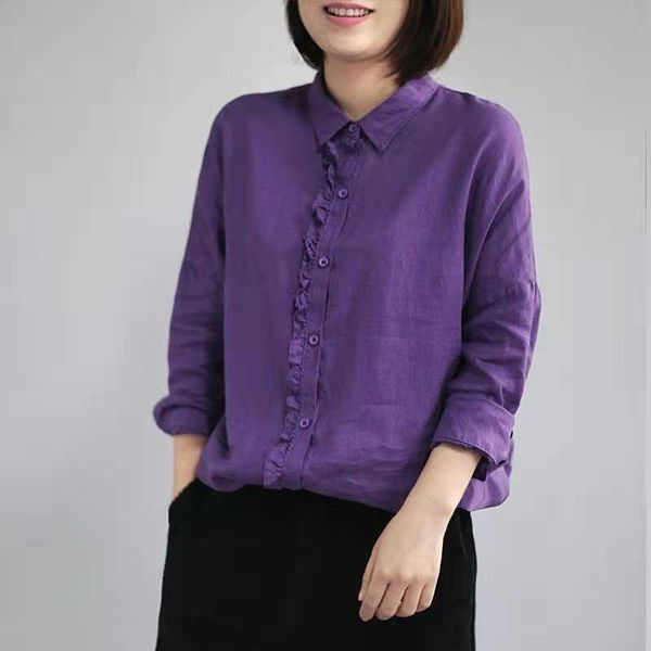 women's blouses & shirts arrival spring/autumn women loose casual long sleeve cotton linen blouse turn-down collar ru u2ia, White
women's blouses & shirts arrival spring/autumn women loose casual long sleeve cotton linen blouse turn-down collar ru u2ia, White