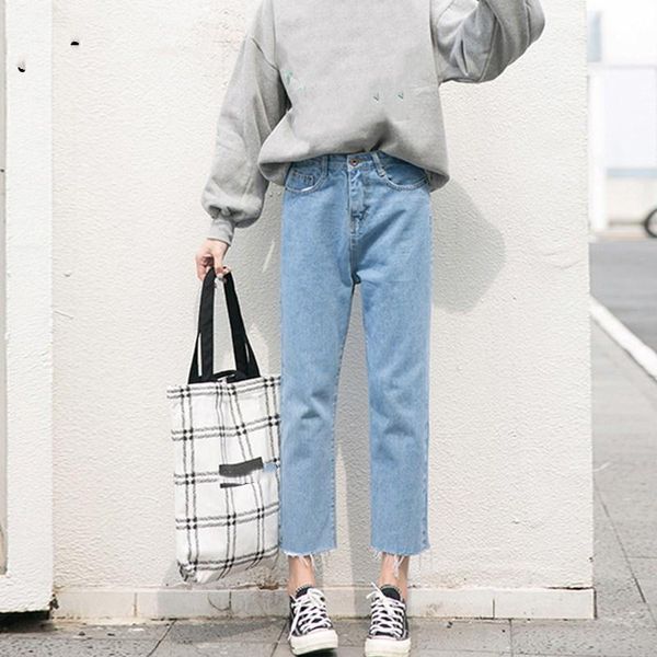 women's jeans women autumn straight wide leg pants boyfriend casual loose ankle-length high waist denim harem, Blue
women's jeans women autumn straight wide leg pants boyfriend casual loose ankle-length high waist denim harem, Blue