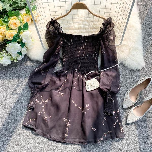 casual dresses 2021 spring autumn women's chic slash neck flower print puff sleeve a-line dress female elegant waist chiffon, Black;gray
casual dresses 2021 spring autumn women's chic slash neck flower print puff sleeve a-line dress female elegant waist chiffon, Black;gray