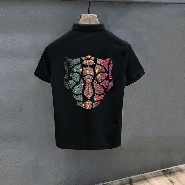 men's polos 2021 shining lapel casual cotton diamond brand sports short sleeve animal breathable slim shirt, White;black
men's polos 2021 shining lapel casual cotton diamond brand sports short sleeve animal breathable slim shirt, White;black