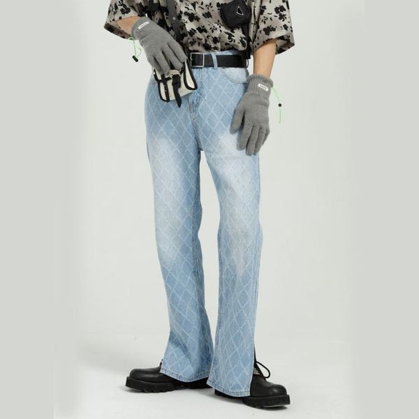 men's jeans laser mesh distressed vintage casual straight trousers korean style streetwear hip hop hem fork denim pants man, Blue
men's jeans laser mesh distressed vintage casual straight trousers korean style streetwear hip hop hem fork denim pants man, Blue